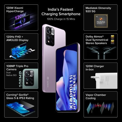 [Like New] XIAOMI 11I HYPERCHARGE 5G (PURPLE MIST, 128 GB)  (6 GB RAM)