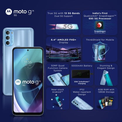 MOTO G71 5G (ARCTIC BLUE, 128 GB)  (6 GB RAM)