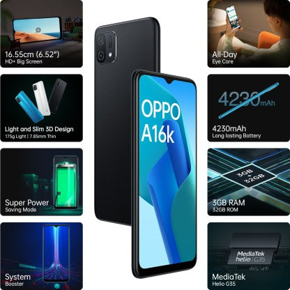 OPPO A16K (MIDNIGHT BLACK, 32 GB)  (3 GB RAM)