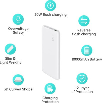 OPPO 5000 MAH X 2 CELLS POWER BANK (30 W, QUICK CHARGE 3.0)  (WHITE, LITHIUM POLYMER)