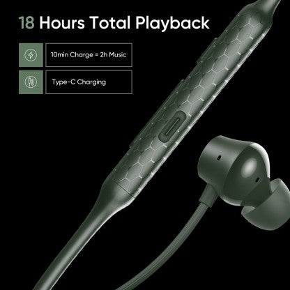 DIZO WIRELESS POWER WITH ENC, 11.2MM DRIVER,18H PLAYBACK (BY REALME TECHLIFE) BLUETOOTH HEADSET  (HUNTER GREEN, IN THE EAR)