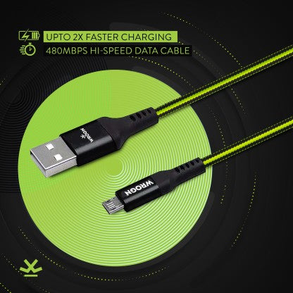 WROGN MICRO USB CABLE 3.1 A 1 M AMRBD1M01  (COMPATIBLE WITH MOBILE, TABLET, BLACK, GREEN)