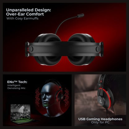 BOAT IMMORTAL IM400 WIRED GAMING HEADSET  (BLACK SABRE, ON THE EAR)