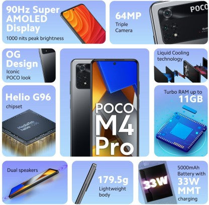 POCO M4 PRO (POWER BLACK, 128 GB)  (8 GB RAM) [Like New]