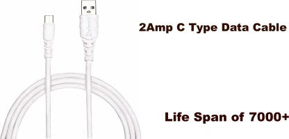 GEBURT USB TYPE C CABLE 2 A 1 M GT03  (COMPATIBLE WITH MOBILES, WHITE, ONE CABLE)