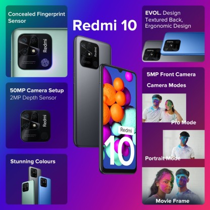 REDMI 10 (MIDNIGHT BLACK, 128 GB)  (6 GB RAM) [Like New]