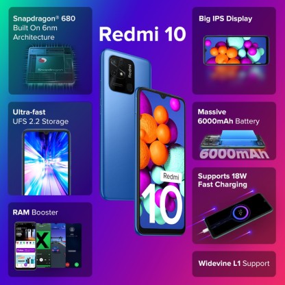 REDMI 10 (PACIFIC BLUE, 128 GB)  (6 GB RAM) [Like New]