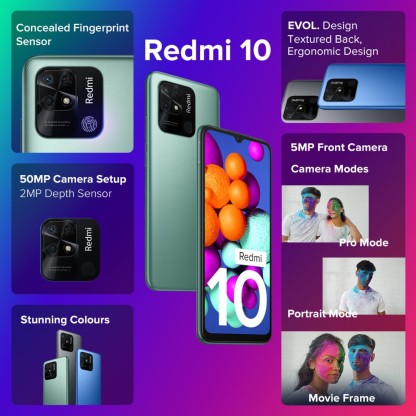 REDMI 10 (CARIBBEAN GREEN, 128 GB)  (6 GB RAM) [Like New]