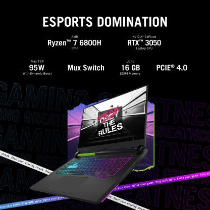 ASUS ROG STRIX G15 (2022) RYZEN 7 OCTA CORE AMD R7-6800H - (16 GB/512 GB SSD/WINDOWS 11 HOME/4 GB GRAPHICS/NVIDIA GEFORCE RTX RTX 3050/144 HZ) G513RC-HN062W GAMING LAPTOP  (15.6 INCH, VOLT GREEN, 2.10 KG)[Like New]