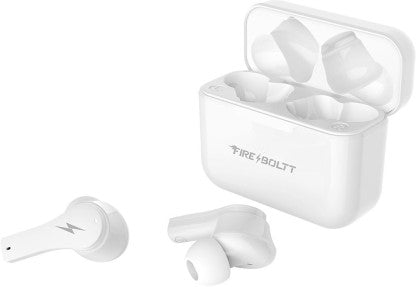 FIRE-BOLTT FIRE PODS NINJA PRO 403 EARBUDS TWS, ENC &AMP; GAMING, ULTRA CHARGE BLUETOOTH HEADSET  (WHITE, TRUE WIRELESS)