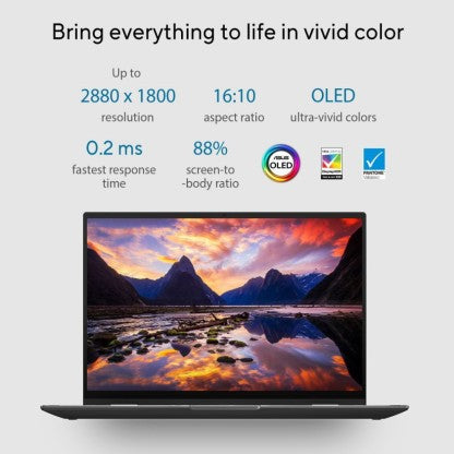 ASUS ZENBOOK 14 FLIP RYZEN 5 HEXA CORE 5600H - (16 GB/512 GB SSD/WINDOWS 11 HOME) UN5401QA-KN511WS 2 IN 1 LAPTOP  (14 INCH, JADE BLACK, 1.40 KG, WITH MS OFFICE)[Like New]