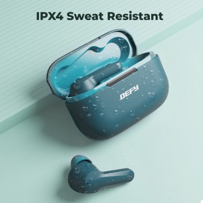 DEFY GRAVITY ZEN WITH 4 MICS ENC, LOW LATENCY AND BRISK CHARGING BLUETOOTH HEADSET  (DARK CYAN, IN THE EAR)