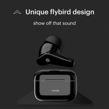 NOISE BUDS VS102 WITH 14 HOURS PLAYTIME, 11MM DRIVER, IPX5, AND UNIQUE FLYBIRD DESIGN BLUETOOTH HEADSET  (JET BLACK, TRUE WIRELESS)