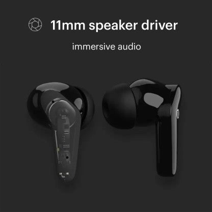 NOISE BUDS VS102 WITH 14 HOURS PLAYTIME, 11MM DRIVER, IPX5, AND UNIQUE FLYBIRD DESIGN BLUETOOTH HEADSET  (JET BLACK, TRUE WIRELESS)
