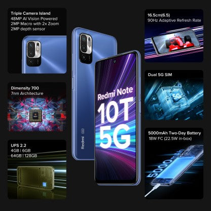 REDMI NOTE 10T 5G (METALLIC BLUE, 64 GB)  (4 GB RAM) [Like New]