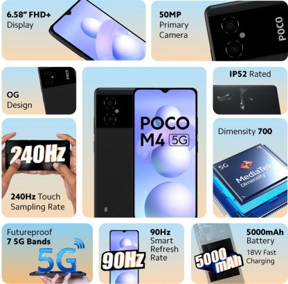 POCO M4 5G (POWER BLACK, 128 GB)  (6 GB RAM) [Like New]