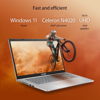 ASUS VIVOBOOK 14 (2021) CELERON DUAL CORE - (4 GB/256 GB SSD/WINDOWS 11 HOME) X415MA-BV011W THIN AND LIGHT LAPTOP  (14 INCH, TRANSPARENT SILVER, 1.60 KG)[Like New]