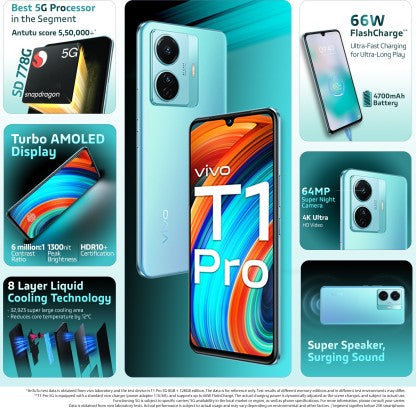 VIVO T1 PRO 5G (TURBO CYAN, 128 GB)  (6 GB RAM)