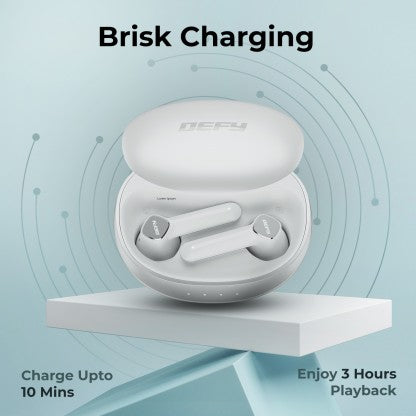 DEFY GRAVITY PRO WITH 13MM DRIVERS, ENC, UPTO 25 HRS PLAYBACK &AMP; BLUETOOTH V5.3 BLUETOOTH HEADSET  (FROST WHITE, IN THE EAR) [Like New]