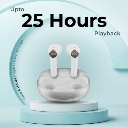 DEFY GRAVITY PRO WITH 13MM DRIVERS, ENC, UPTO 25 HRS PLAYBACK &AMP; BLUETOOTH V5.3 BLUETOOTH HEADSET  (FROST WHITE, IN THE EAR) [Like New]