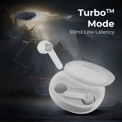 DEFY GRAVITY PRO WITH 13MM DRIVERS, ENC, UPTO 25 HRS PLAYBACK &AMP; BLUETOOTH V5.3 BLUETOOTH HEADSET  (FROST WHITE, IN THE EAR) [Like New]
