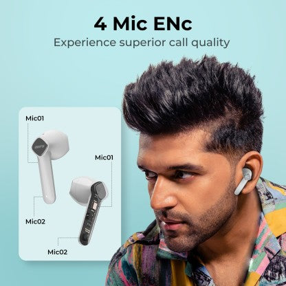 DEFY GRAVITY PRO WITH 13MM DRIVERS, ENC, UPTO 25 HRS PLAYBACK &AMP; BLUETOOTH V5.3 BLUETOOTH HEADSET  (FROST WHITE, IN THE EAR) [Like New]