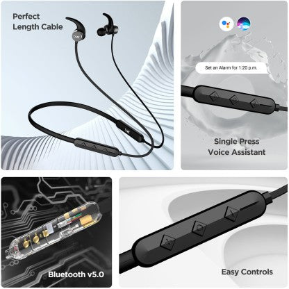 BOAT ROCKERZ 255F BLUETOOTH HEADSET  (ACTIVE BLACK, IN THE EAR)