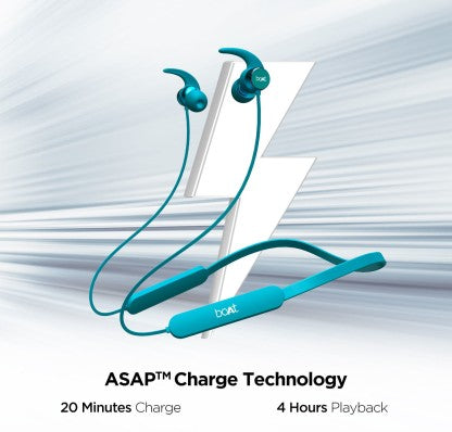 BOAT ROCKERZ 255F PRO WITH FAST CHARGING BLUETOOTH HEADSET  (TEAL GREEN, IN THE EAR)