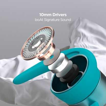 BOAT ROCKERZ 255F PRO WITH FAST CHARGING BLUETOOTH HEADSET  (TEAL GREEN, IN THE EAR)
