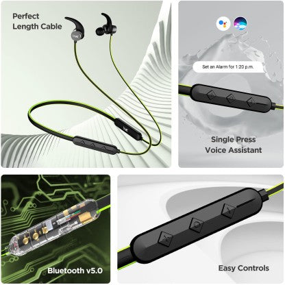 BOAT ROCKERZ 255F BLUETOOTH HEADSET  (NEON, IN THE EAR)