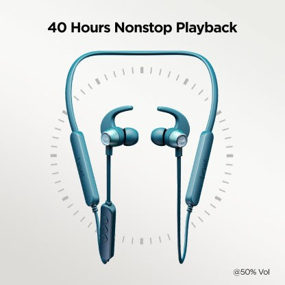 BOAT ROCKERZ 255 PRO+ / 258 PRO+ WITH ASAP CHARGE AND UPTO 40 HOURS PLAYBACK BLUETOOTH HEADSET  (TEAL GREEN INDI, IN THE EAR)