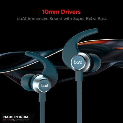 BOAT ROCKERZ 255 PRO+ / 258 PRO+ WITH ASAP CHARGE AND UPTO 40 HOURS PLAYBACK BLUETOOTH HEADSET  (TEAL GREEN INDI, IN THE EAR)