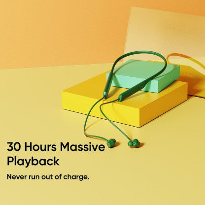 DIZO WIRELESS DASH WITH 30H PLAY AND BLINK FAST CHARGING (BY REALME TECHLIFE) BLUETOOTH HEADSET  (DYNAMIC GREEN, IN THE EAR)