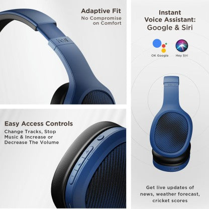 BOAT ROCKERZ 460 WITH UPTO 30 HOURS PLAYBACK, BEAST MODE &AMP; ENX TECHNOLOGY BLUETOOTH HEADSET  (BOLD BLUE, ON THE EAR)