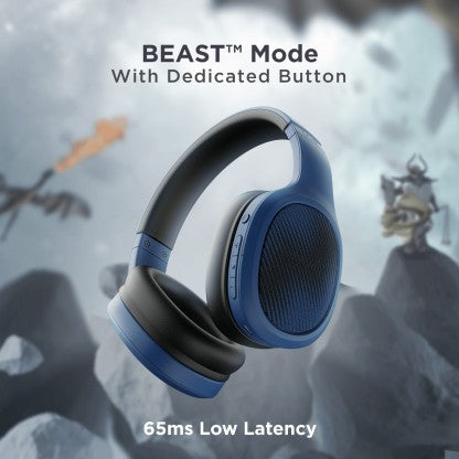 BOAT ROCKERZ 460 WITH UPTO 30 HOURS PLAYBACK, BEAST MODE &AMP; ENX TECHNOLOGY BLUETOOTH HEADSET  (BOLD BLUE, ON THE EAR)