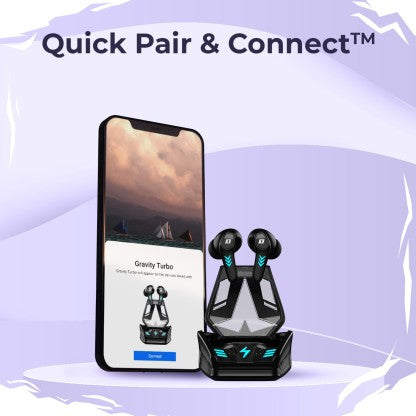 DEFY GRAVITY TURBO WITH LOW LATENCY FOR GAMING, 30 HOURS PLAYBACK, LED LIGHTS BLUETOOTH HEADSET  (INVINCIBLE BLACK, IN THE EAR) [Like New]
