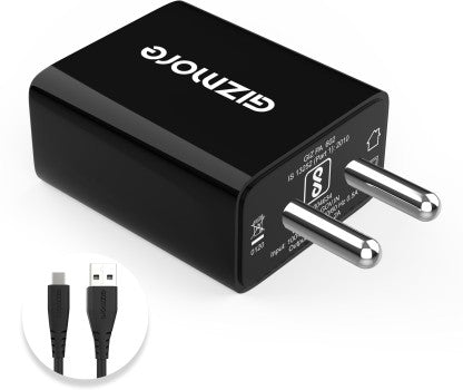 GIZMORE 20 W 2.4 A MOBILE GIZ PA602 PRO CHARGER WITH DETACHABLE CABLE  (BLACK, CABLE INCLUDED)