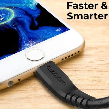 GIZMORE LIGHTNING CABLE 2.4 A 1 M GIZ WL106  (COMPATIBLE WITH MOBILE, TABLET, COMPUTER, BLACK, ONE CABLE)