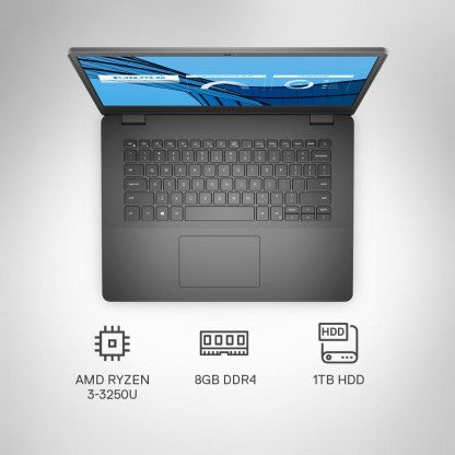 DELL VOSTRO RYZEN 3 DUAL CORE R3-3250U - (8 GB/1 TB HDD/WINDOWS 11 HOME) VOSTRO 3405 THIN AND LIGHT LAPTOP  (35 CM, ACCENT BLACK, 1.59 KG, WITH MS OFFICE)