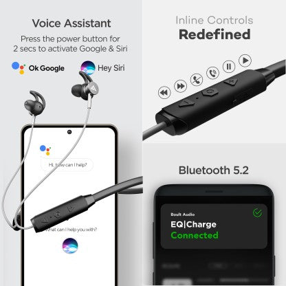 BOULT AUDIO PROBASS EQCHARGE WITH ZEN MODE ENC, 32HRS PLAYTIME, ULTRA-FAST CHARGING BLUETOOTH HEADSET  (BLACK, IN THE EAR) [Like New]
