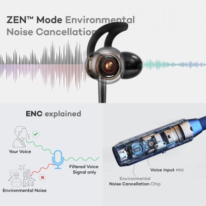 BOULT AUDIO PROBASS EQCHARGE WITH ZEN MODE ENC, 32HRS PLAYTIME, ULTRA-FAST CHARGING BLUETOOTH HEADSET  (BLACK, IN THE EAR) [Like New]