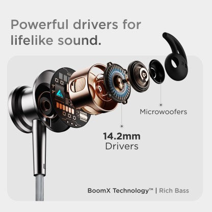 BOULT AUDIO PROBASS EQCHARGE WITH ZEN MODE ENC, 32HRS PLAYTIME, ULTRA-FAST CHARGING BLUETOOTH HEADSET  (BLACK, IN THE EAR) [Like New]