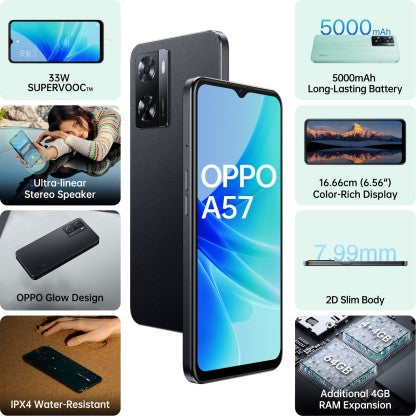 OPPO A57 (GLOWING BLACK, 64 GB)  (4 GB RAM) [Like New]