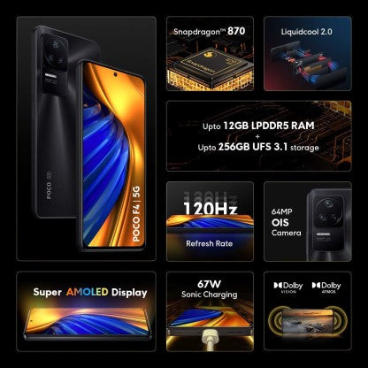 POCO F4 5G (NIGHT BLACK, 128 GB)  (6 GB RAM) [Like New]