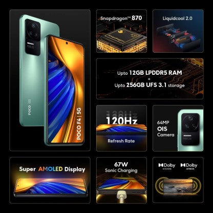 POCO F4 5G (NEBULA GREEN, 256 GB)  (12 GB RAM) [Like New]
