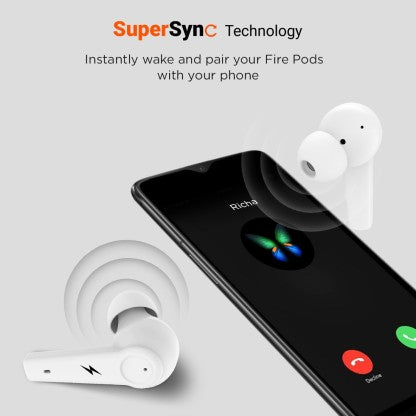 FIRE-BOLTT FIRE PODS POLARIS ANC ENC EARBUDS TWS, ABOUT 24H PLAYTIME, RGB LIGHTS BLUETOOTH HEADSET  (WHITE, TRUE WIRELESS)