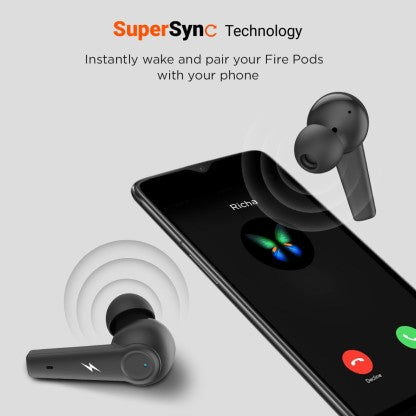 FIRE-BOLTT FIRE PODS POLARIS ANC ENC EARBUDS TWS, ABOUT 5H PLAYTIME, RGB LIGHTS BLUETOOTH HEADSET  (BLACK, TRUE WIRELESS)
