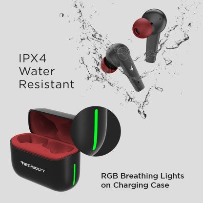 FIRE-BOLTT FIRE PODS POLARIS ANC ENC EARBUDS TWS, ABOUT 24H PLAYTIME, RGB LIGHTS BLUETOOTH HEADSET  (BLACK, RED, TRUE WIRELESS)