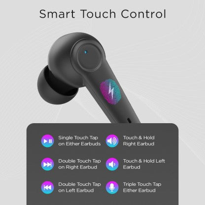 FIRE-BOLTT FIRE PODS POLARIS ANC ENC EARBUDS TWS, ABOUT 5H PLAYTIME, RGB LIGHTS BLUETOOTH HEADSET  (BLACK, TRUE WIRELESS)