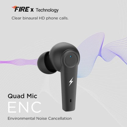 FIRE-BOLTT FIRE PODS POLARIS ANC ENC EARBUDS TWS, ABOUT 5H PLAYTIME, RGB LIGHTS BLUETOOTH HEADSET  (BLACK, TRUE WIRELESS)